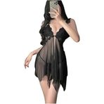 cxbyjyg Seksi iç çamaşırı seksi tül şeffaf üniforma dantel baştan çıkarıcı göğüs dolgulu pijama düzensiz gecelik, Kırmızı, Tek Beden