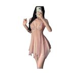 cxbyjyg Seksi iç çamaşırı seksi tül şeffaf üniforma dantel baştan çıkarıcı göğüs dolgulu pijama düzensiz gecelik, Pembe., Tek Beden