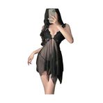 cxbyjyg Seksi iç çamaşırı seksi tül şeffaf üniforma dantel baştan çıkarıcı göğüs dolgulu pijama düzensiz gecelik, Siyah, Tek Beden