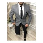 CXFASHİON Cx Fashion Erkek Gri Slim Fit Dar Kesim Ceket