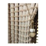 CY HOME Püsküllü Fon Keten Dokulu Sütlü Kahve Rengi 1/3 Sık Pile Toplu Braçol Bağlama İpi Hediye (TEK KANAT)