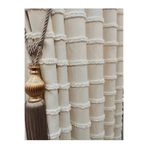 CY HOME Püsküllü Fon Krem Rengi Keten 1/3 Sık Pile Braçol Bağlama İpi Hediye (TEK KANAT)