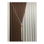 CY HOME Sütlü Kahverengi Fon Perde 1/3 Sık Pile Toplu Braçol Bağlama İpi Hediye (TEK KANAT)