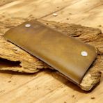 Cy Leather Luxette El Yapımı Camel Hakiki Deri Erkek Kadın Unisex Portföy Cüzdanı