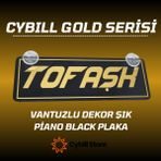 Cybill Store Tofaşk Altın Yazılı Gold Serisi Vantuzlu Dekor Pleksi Plaka - Parlak Siyah - 22 x 7,5 cm