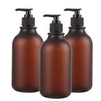 CYEER 3 adet sıvı sabunluk şişe 500 ml mat, doldurmak için şampuan şişesi duş pompalı plastik bulaşık deterjanı dispenseri, banyo ve otel için duş (kahverengi)