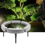 CYHTYM Halka Işık Halka Dış Mekan Palmiye Işığı, Kilitleme Beyaz Işık Çim Avlu Genişletilebilir Manzara Projektörü, DC24V AC110V 220V (Sarı ışık, 6 SET 24V)