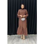 CYM Butik Piliseli Janjan Şifon Tesettür Elbise