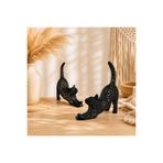 CynDesign Dekoratif Esneyen Kedi 2’li Biblo Siyah 3D Baskı Modern Bohem Ev Ofis Masa Raf Süs Objesi