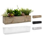 CYS EXCEL Doğal Kahverengi Ahşap Saksı Dikdörtgen Kutu Sızdırmaz Plastik Astarlı (Y: 10 cm Açık: 43 cm x 12 cm) | Çeşitli Renk Seçenekleri Rustik Ahşap Saksılar | İç Mekan Dekoratif Kutu