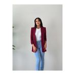 CYU Kadın Atlas Kumaş Kolu Büzgülü Astarlı Blazer Ceket