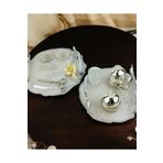 CyzHome Enchant Gümüş Polyester Söz Tepsisi ve Damat Kahve Fincan Tepsisi