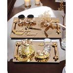 Cyzhome Harmony Gold Söz Nişan Tepsisi Ve Damat Kahve Fincan Tepsisi Çok Renkli