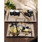 Cyzhome Reverence Gold 4 Kulplu Söz Tepsisi Ve Damat Kahve Fincanı Çok Renkli
