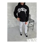 C&Z Collection ERKEK Üç İplik Kapüşonlu Baskılı SweatShirt - Siyah