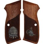 Cz75 Tura ve Osmanlı Temalı Beyaz Metal Armalı Ceviz Ağacı Ahşap Tabanca Kabzesi