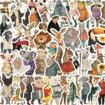 CZSWMD Elle çizilmiş hayvan çıkartmaları 50 adet sanatsal stmosfer sevimli karikatür VSCO çıkartmalar su şişeleri dizüstü Scrapbooking aynalar dizüstü bilgisayarlar seyahat çantası motosiklet Snowboard
