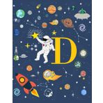 D: Lettera D Iniziale Nome Quaderno a righe Spazio astronauta Composizione per Ragazzi Bambini Compleanno-per Scrivere Scuola-100 Flogli