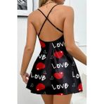 D Lingerie Noire Love Satin Mini Nigthligth Gecelik DM1325 - Siyah