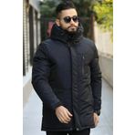 D1fference Erkek Astarlı Elyaflı Rüzgar Geçirmez Kapüşonlu Kışlık Mont & Kaban & Parka