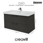 D20 100 cm Iki Çekmeceli Lavabo Dolabı Antrasit Lake
