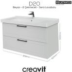 D20 100 cm Iki Çekmeceli Lavabo Dolabı Beyaz Lake Kapak - Antrasit