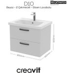 D20 65 cm Iki Çelmeceli Lavabo Dolabı Beyaz Melamin Kapak (Demonte) - Antrasit