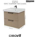 D20 65 cm Iki Çelmeceli Lavabo Dolabı Dafne Lake Kapak - Krem