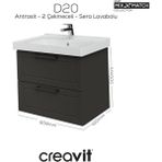 D20 65 cm Iki Çelmeceli Lavabo Dolabı Lake Kapak - Antrasit