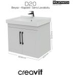 D20 65 cm Kapaklı Lavabo Dolabı Beyaz Lake - Antrasit