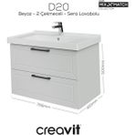 D20 80 cm Iki Çekmeceli Lavabo Dolabı Beyaz Lake - Antrasit