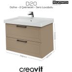 D20 80 cm Iki Çekmeceli Lavabo Dolabı Dafne Lake Kapak - Krem