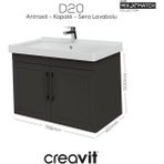 D20 80 cm Kapaklı Lavabo Dolabı Antrasit Lake Kapak