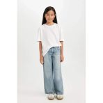 D3371 Wide Leg Jean Yırtık Detaylı Cepli Geniş Bol Paça Pantolon