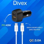 DA-312 Araç Çakmaklık Uyumlu Hızlı Şarj Cihazı Pd 43W + Type-C Kablo Hediye - Siyah