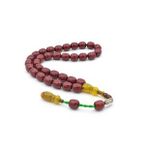Dabbas İmzalı Beyzi Kesim Bordo Sıkma Kehribar Tesbih 001