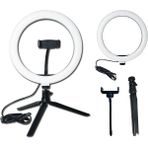 Dacare 10-Inç LED Halka Işık Lambası Kameralı Telefon Stüdyosu Tripod Standı (Yurt Dışından) - Siyah