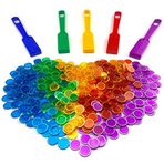 Dacefloy Manyetik Çubuklar ve Bingo Çipleri Oyun Belirteçleri Eğitici STEM Kitleri Öğrenme, Duyusal Kutular, Bilim, Sayma ve Sıralama için 5'li Paket ve 500 Metal Çip