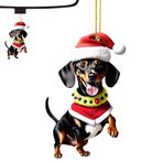 Dachshund Noel Süsleri, Noel Ağacı Süsleri - 2D Noel Dekorasyonu Dachshund Köpekleri | Şapkalı Sosis Köpek, Sırt Çantası Süslemesi, Köpek Severler için Yılbaşı Ağacı Süslemeleri