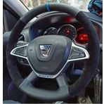 Dacia Duster Direksiyon Kılıfı Alkantra Karbon Mavi Yüzüklü