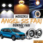 Dacia Lodgy 2012-2022 Uyumlu Üniversal Mercekli Angel Sis Farı Metal Su Geçirmez 76 mm Turuncu Halkalı Gündüz Farı Angel Eyes 2 Adet