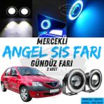 Dacia Logan Uyumlu Üniversal Mercekli Angel Sis Farı Metal Su Geçirmez 76 mm Buz Mavi Halkalı Gündüz Farı Angel Eyes 2 Adet