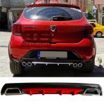 Dacia Sandero Difuzor Arka Tampon Eki 2 Egzoz Cikisli Kirmizi Lux Tip
