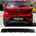 Dacia Sandero Difuzor Arka Tampon Eki 2 Egzoz Cikisli Siyah Lux Tip