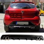 Dacia Sandero Difuzor Arka Tampon Eki 4 Egzoz Cikisli Siyah Lux Tip
