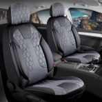 dacia Sandero Stepway Lüx Deri Detaylı Oto Koltuk Kılıfı Ön Arka Takım Cyrus Füme