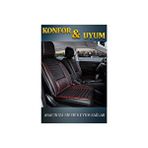Dacia Sandero Stepway Lüx Deri Oto Koltuk Kılıfı Ön Arka Takım Set Safir Serisi SİYAH KIRMIZI