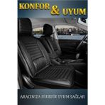Dacia Sandero Stepway Lüx Deri Oto Koltuk Kılıfı Ön Arka Takım Set Safir Serisi TAM SİYAH