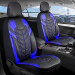 Dacia Sandero Stepway Uyumlu Deri Oto Koltuk Kılıfı Ön/arka Set Classy Seri Siyah-Mavi - Siyah - Mavi