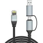 Dacrown USB C - Ethernet Kablosu 10 FT, Tip C - RJ45 LAN Kablosu, Gigabit Ağ İnternet Adaptörü, Doğrudan Bağlı, Thunderbolt 4/3 MacBook Air/Pro, XPS, iPhone 15 Serisi, Galaxy S24 ile Uyumlu
